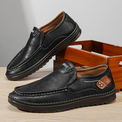 Men's Retro British Slip-On Sneakers - Casual Low-Top Shoes