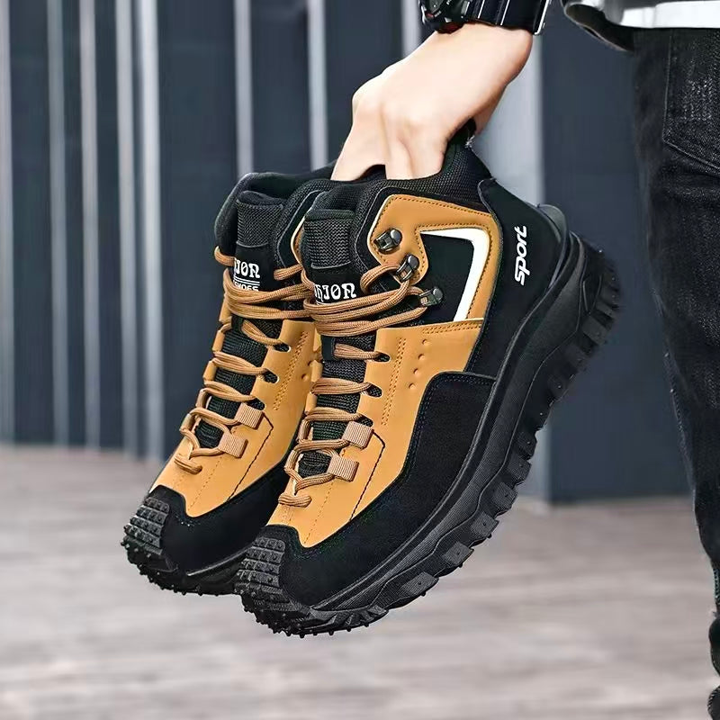 Men's Slip-Resistant Mid-Calf Outdoor Boots with PVC Sole