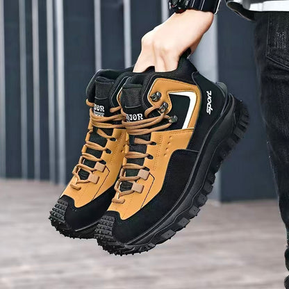Men's Slip-Resistant Mid-Calf Outdoor Boots with PVC Sole