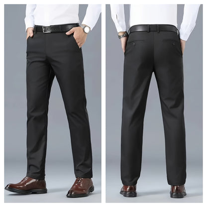 Men's Solid Color Business Casual Pants, Lightweight Business Style Versatile Trousers for Office