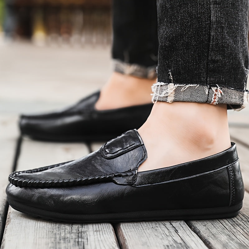 Unisex Solid Color Slip-On Business Casual Shoes for All Seasons