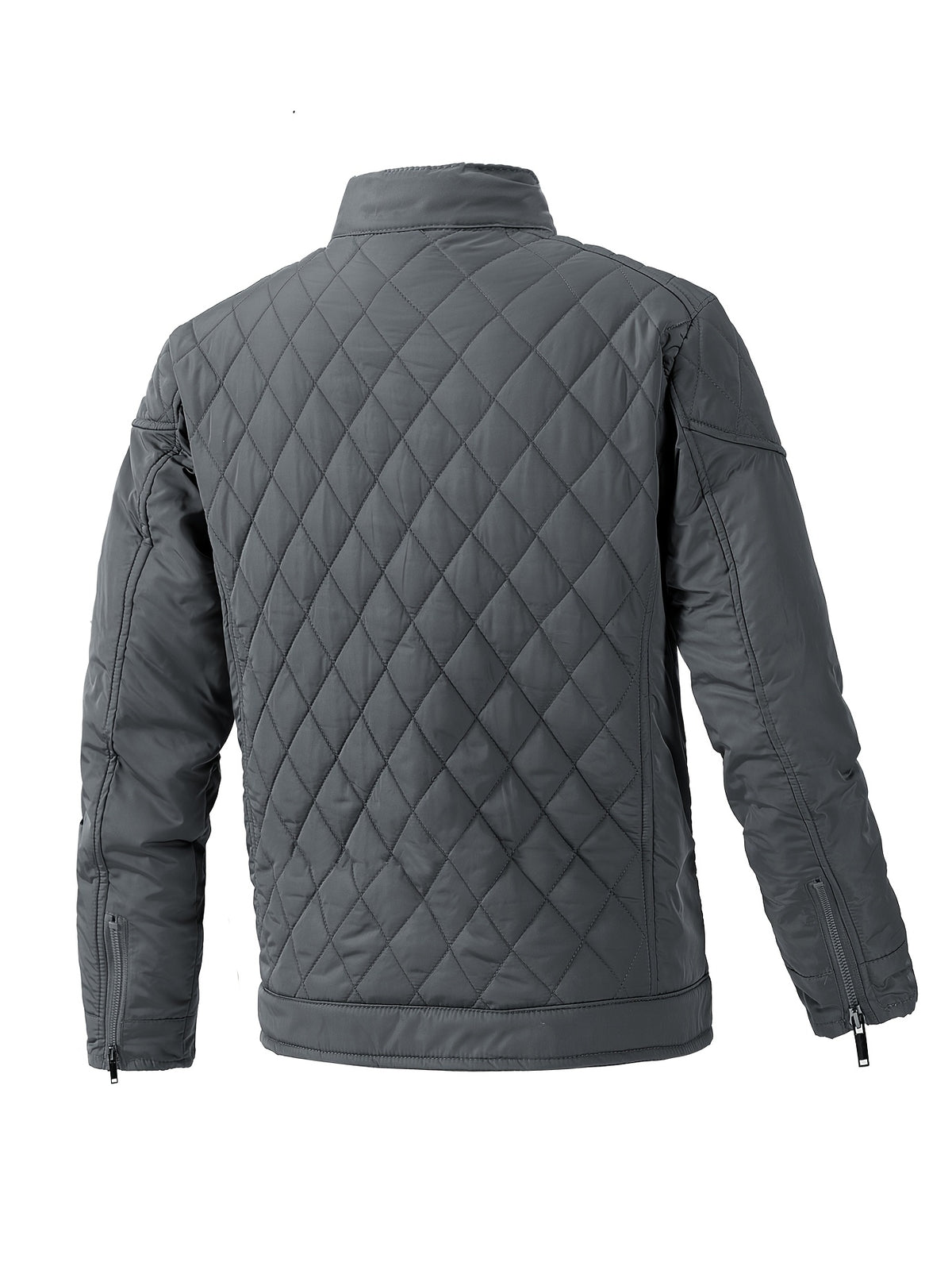 Men's Lightweight Padded Jacket with Stand Collar - Slim Fit