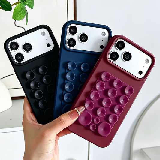 Luxury Liquid Silicone Phone Case with Suction Cup Stand for iPhone - ayq