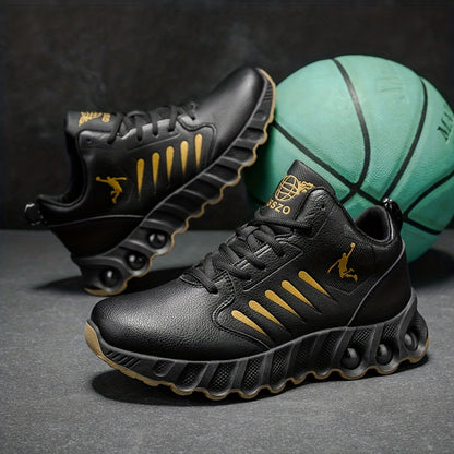 Men's All-Season Basketball Sneakers with Non-Slip Rubber Sole & All-Terrain Grip - Low-Top Lace-Up Shoes for Court, Casual Wear - Durable Synthetic & Cushioned (Year-Round) - ayq