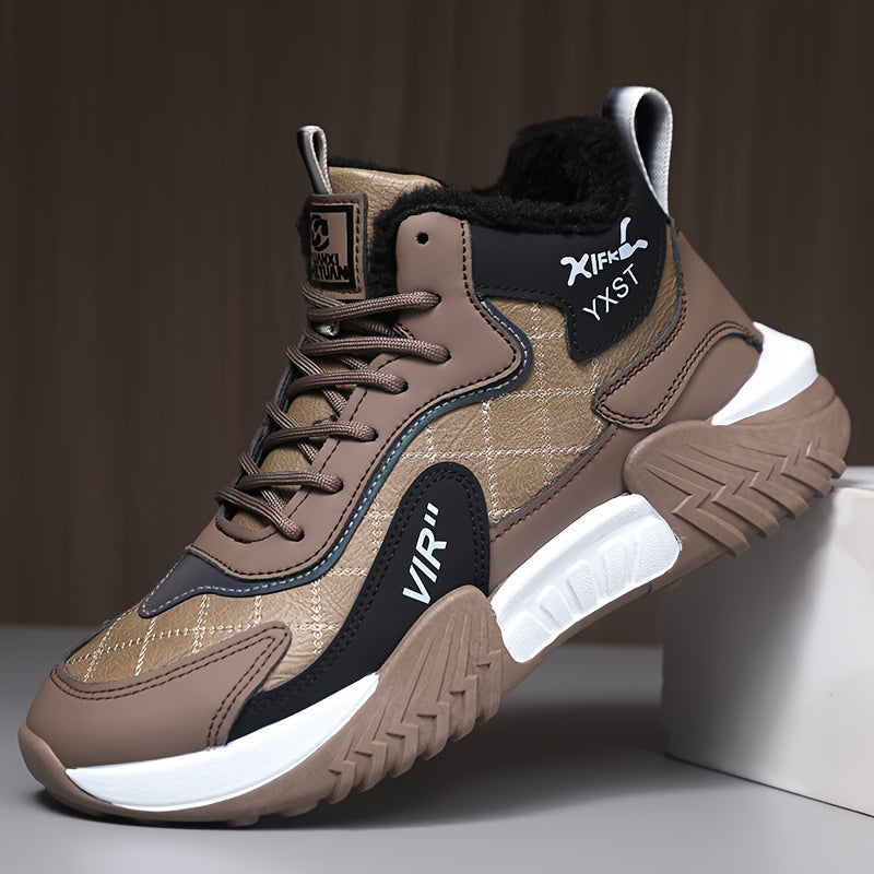 Men'S Winter Running Shoes - Slip-Resistant Rubber Sole, Warm Lining - Low-Top Sneakers in Black/White/Gray/ - Cushioned Cushioning for Gym, Hiking, Everyday - Lace-Up Closure - Autumn/Winter Footwear, Winter Shoes, Gym Footw