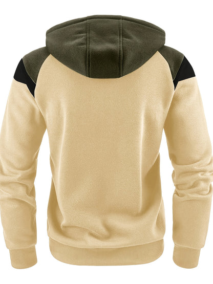 Men's Zip-Up Hoodie Jacket - Full-Zip Front Closure, Zipper Cardigan, Long Sleeve Pullover for Gym, Office, Everyday - Lightweight Warmth in Burgundy/Black/ Colors Available - Easy-Care Zippered Casual Outerwear, Hoodie Zip U