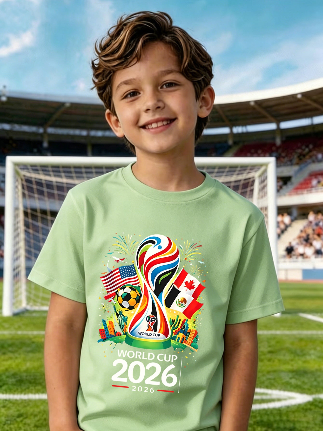 Kids Cotton Fireworks Print T-Shirt for Spring and Summer