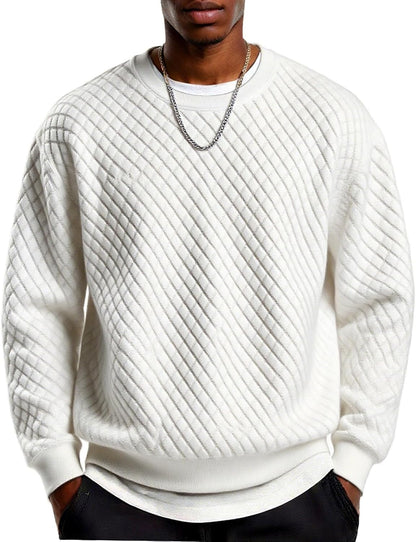 Men's Lightweight Crewneck Sweatshirt with Geometric Texture