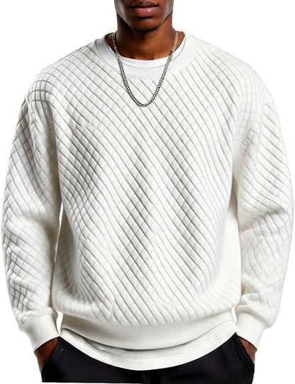 Men's Lightweight Crewneck Sweatshirt with Geometric Texture