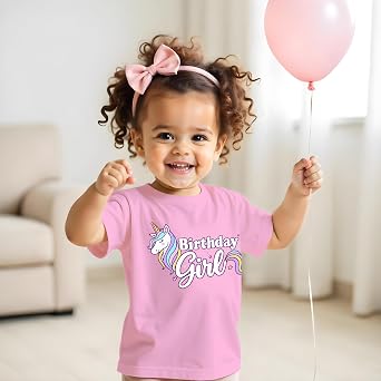 Girls Unicorn Birthday Shirt Toddler Party Tee 1-7 Years
