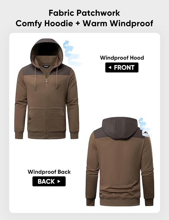 JMIERR Men's Lightweight Colorblock Zip Hoodie Jacket