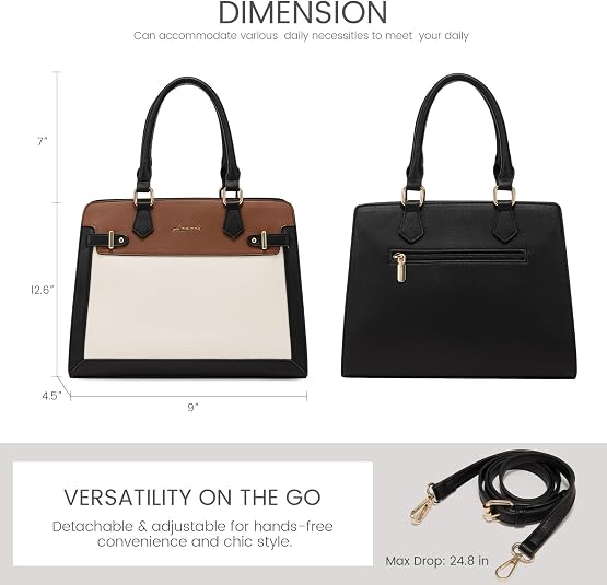 LOVEVOOK Women's PU Leather Tote Satchel Handbag