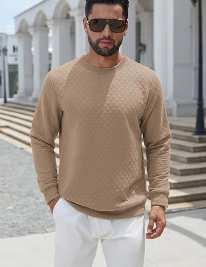 Men's Lightweight Crewneck Sweatshirt with Geometric Texture