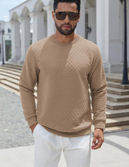 Men's Lightweight Crewneck Sweatshirt with Geometric Texture