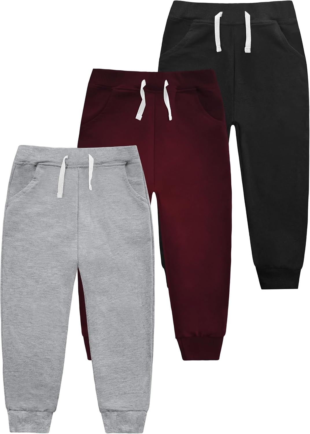 Boys' Cotton Jogger Sweatpants 3-Pack with Pockets