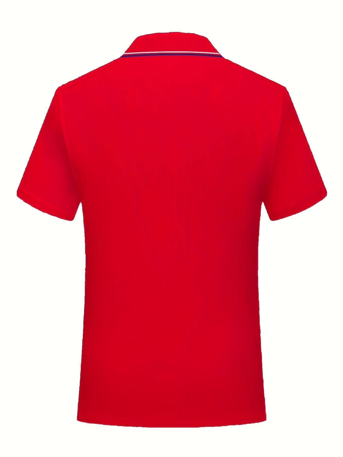 A Single-pc Men'S Polo Shirt with Letter Patterns, Golf Shirt, Breathable Fabric, Cool And Comfortable | Soft And Breathable, Striped Short-Sleeve T-Shirt with Button Details, Solid Color Casual, Regular Fit Multi-Color Set, - ayq