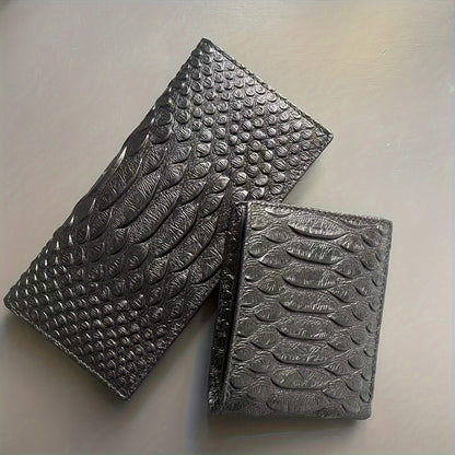 Men'S Premium First-Layer Leather Wallet with Crocodile Pattern - ayq
