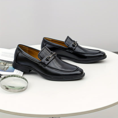 Men's Classic Metal Buckle Slip-On Loafers for All Seasons