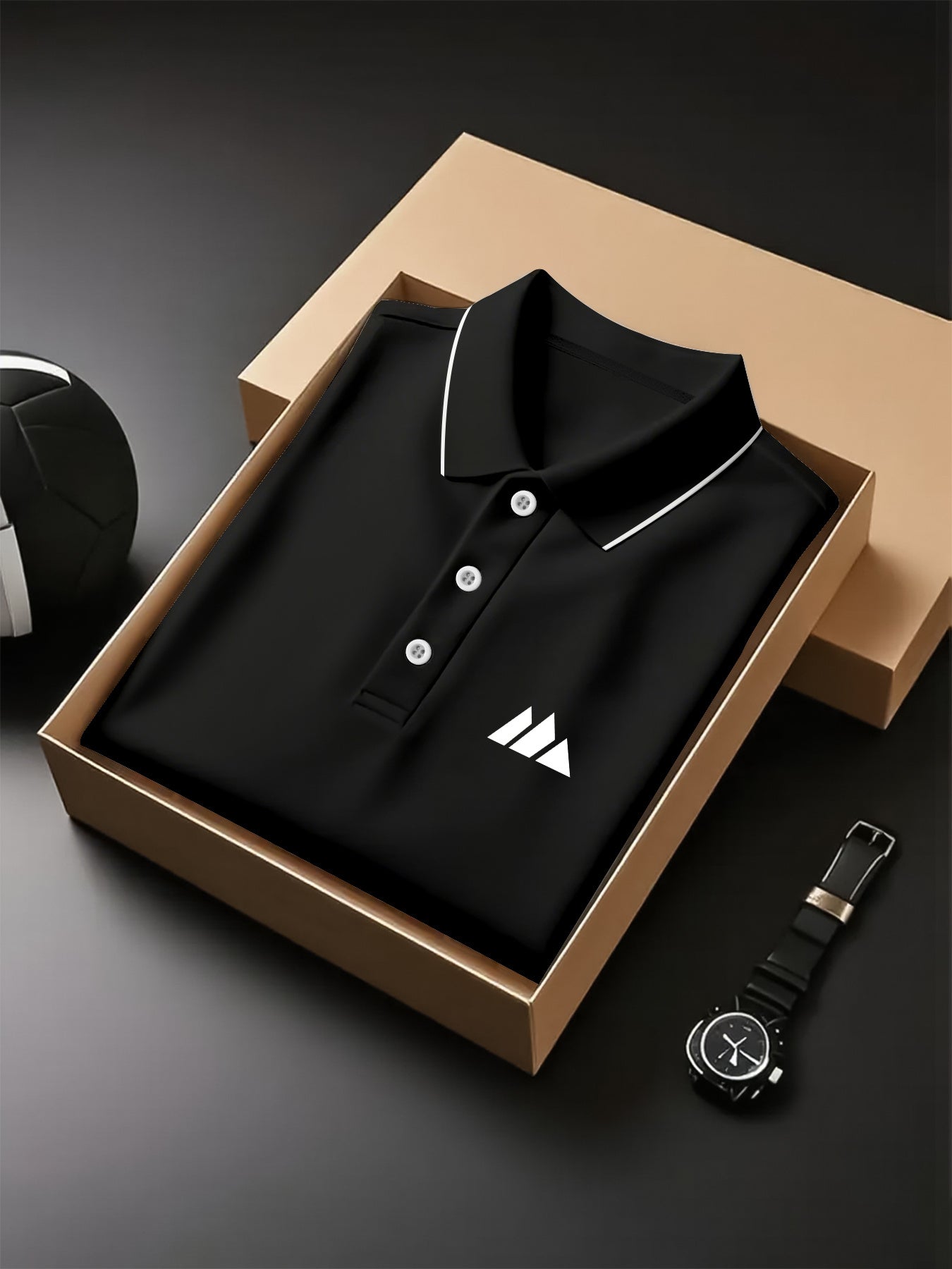 Creative Geometric Pattern Printed Shirt - Breathable Golf Top, Short Sleeve, Button Neck, Regular Pattern, High Quality Fabric, Slightly Elastic, Suitable for Tennis Sports and Business Occasions, Can Be Used as a Gift - ayq