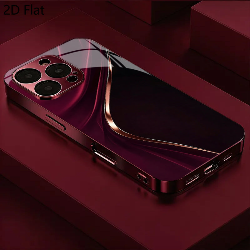 Women's Deep Red Tempered Glass Phone Case Full Coverage
