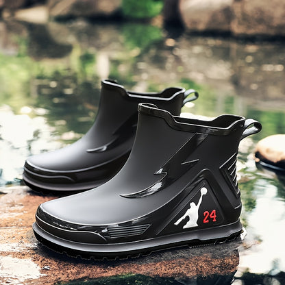Men's All-Season Rubber Ankle Rain Boots with Anti-Slip Soles