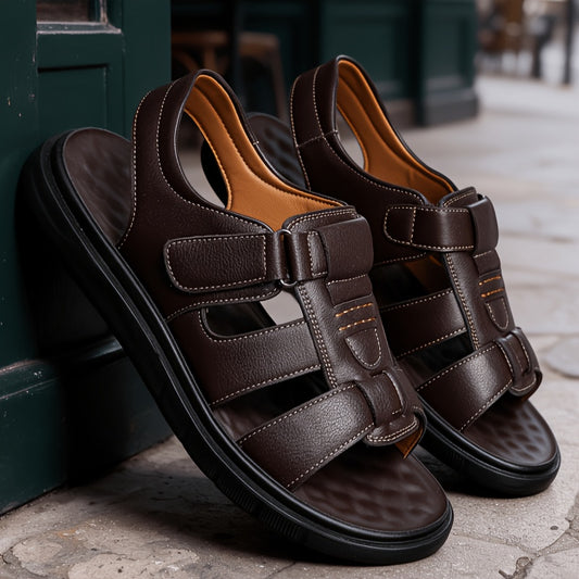 Men's Large Size Casual Sandals with Lightweight PU Sole - ayq