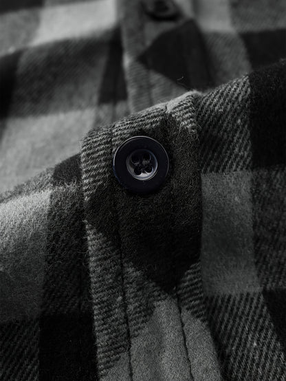 Տղամարդկանց համար նախատեսված շոտլանդական վերարկու, երկար թևքերով, պատահական, կոճակներով, գլխարկով վերնաշապիկ, բաճկոն