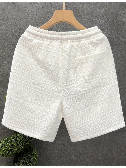 Men's Casual Drawstring Shorts - Breathable Polyester Blend, Perfect for Summer Outings & Hiking