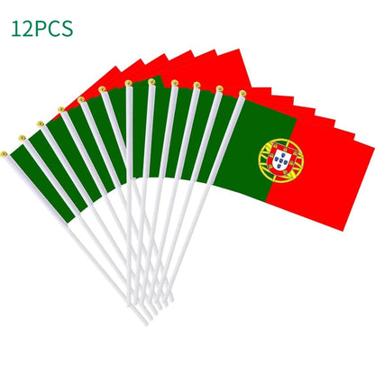 6/12pcs Small Portuguese Handheld Flags, Weather Resistant Polyester