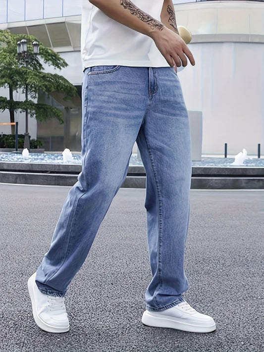 Men's Casual Regular Fit Jeans, Men's Versatile Lightweight Comfy Denim Pants For All Seasons