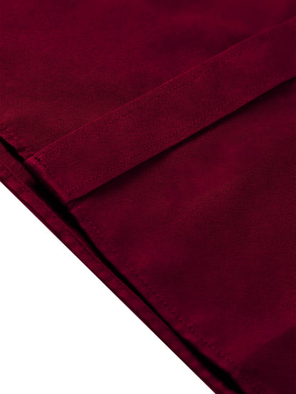 Men's Solid Color Slim Fit Shirt with Lapel Collar for All Seasons