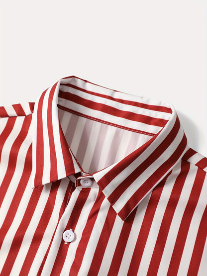 Men's Summer Printed Button-Up Shirt & Shorts Set
