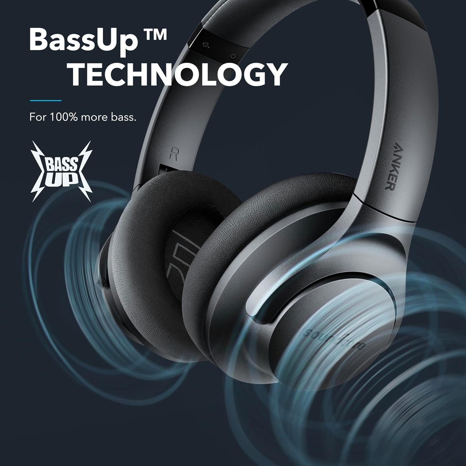 Soundcore Anker Life Q20 Hybrid Active Noise Cancelling Headphones, Wireless over Ear Bluetooth Headphones, 60H Playtime, Hi-Res Audio, Deep Bass, Memory Foam Ear Cups, Travel, Office, USB-C Charging