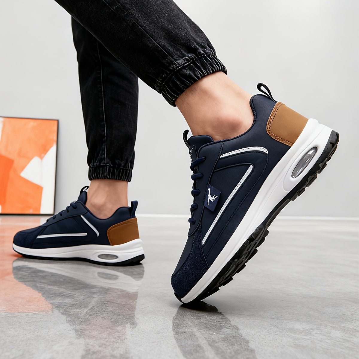 ZERJER Men'S Casual Sports Shoes | Comfortable Low-Top Lace-up Sneakers with Thick Rubber Sole, Faux & Fabric Upper, Breathable for Daily & Casual Wear, Suitable for Hiking & Outdoor Activities, Sizes 39-48