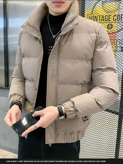 Տղամարդու ձմեռային բաճկոն - հաստ, տաք և նորաձև՝ կայծակաճարմանդով և գրպաններով, սև, ազատ չափսի՝ ցուրտ եղանակի համար, ձմեռային հագուստ