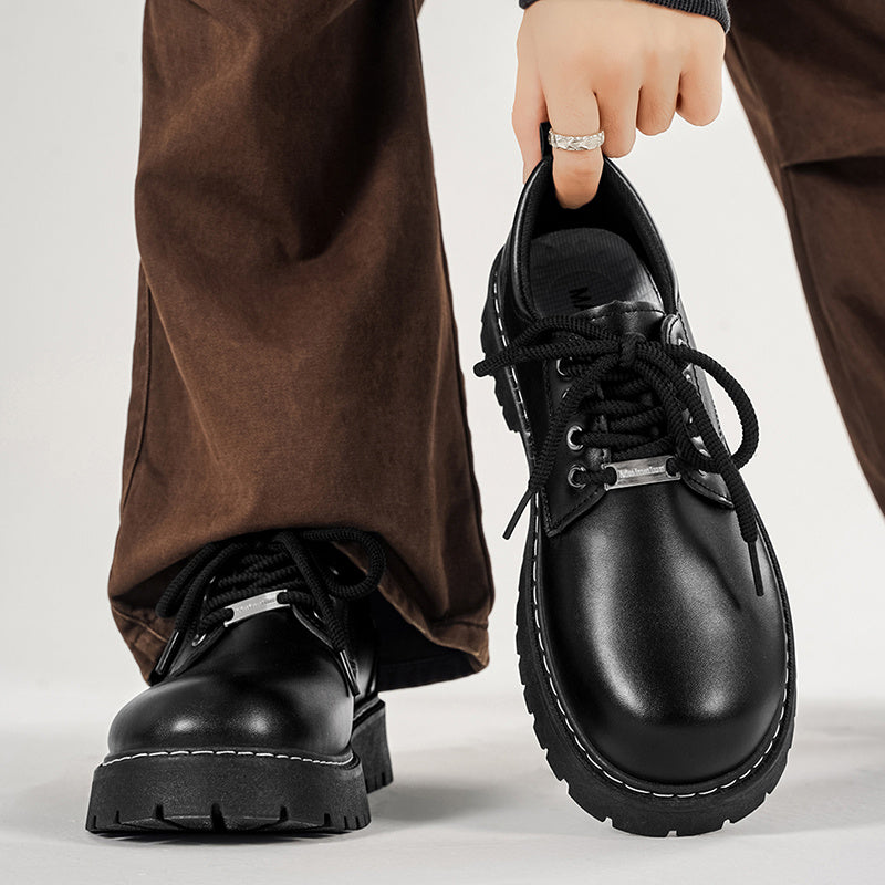 Men's Classic Oxford Lace-Up Shoes with Thick Sole, All-Season
