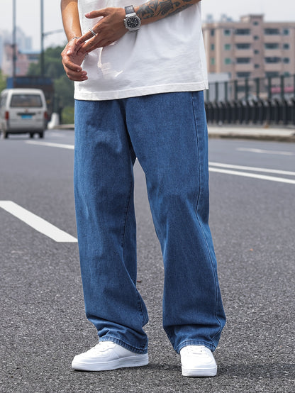 Men's Casual Denim Jeans - Solid Color, Rayon Blend, Non-Stretch Fabric, Machine Washable