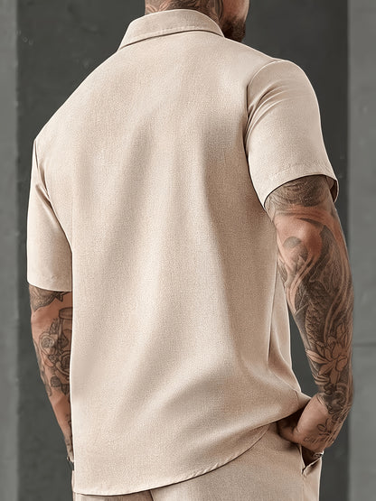Men's Summer Casual Button-Up Short-Sleeve Cardigan Shirt