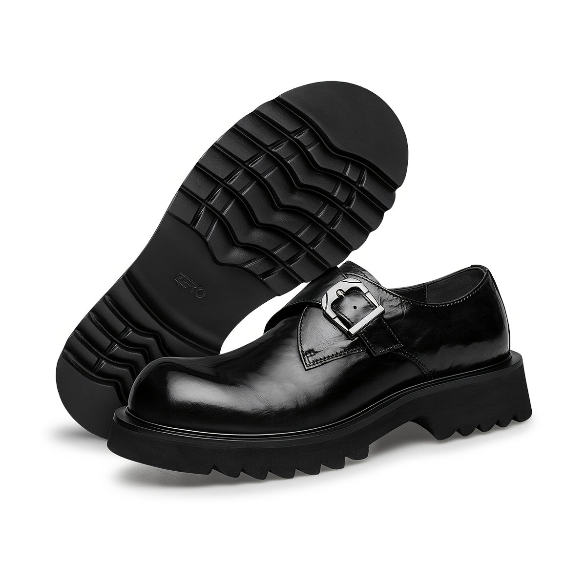 Men's Casual Leather Slip-On Business Shoes with Thick Sole