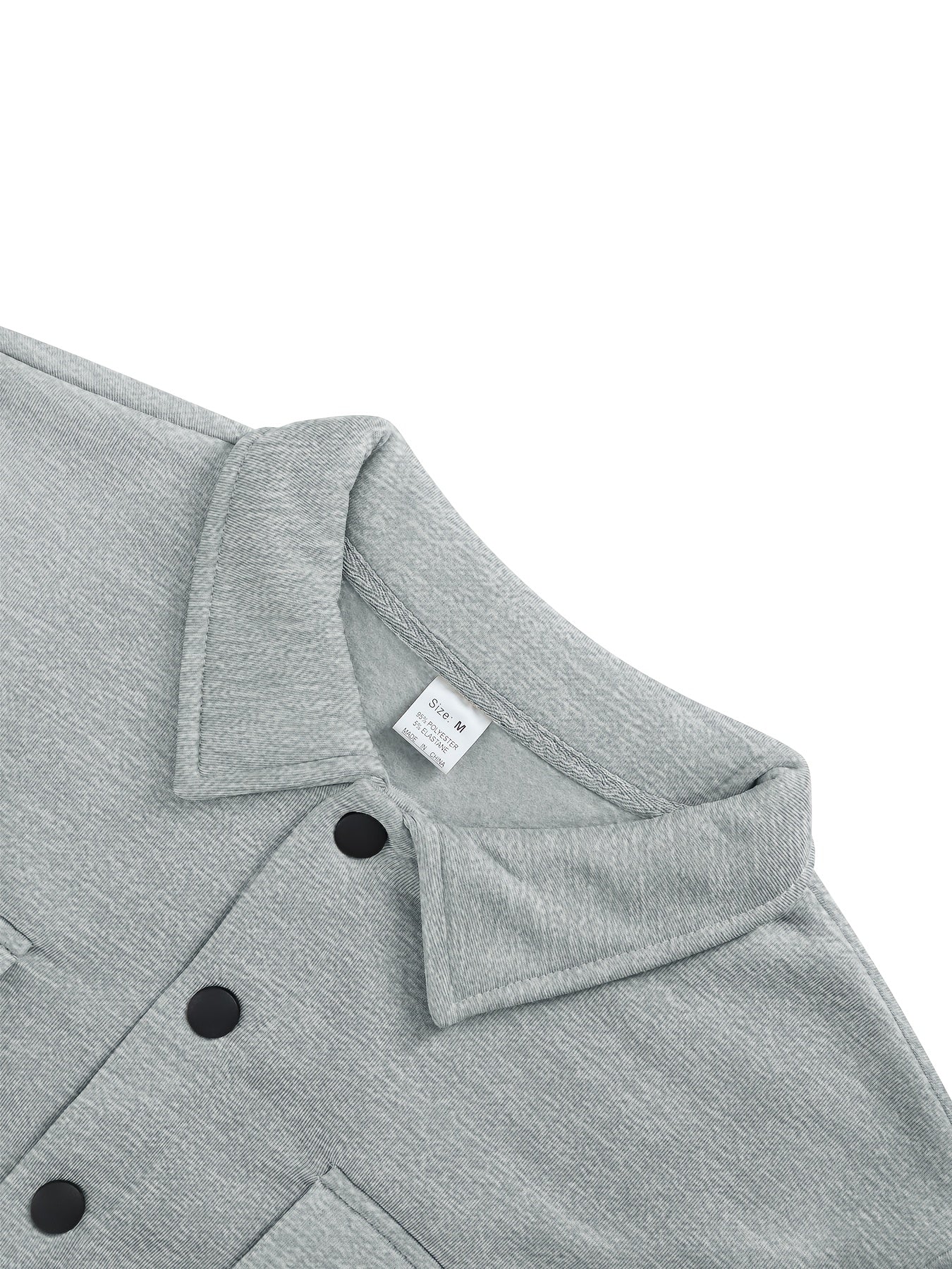 Men's Solid Color Lined Workwear Shirt Jacket with Snap Buttons