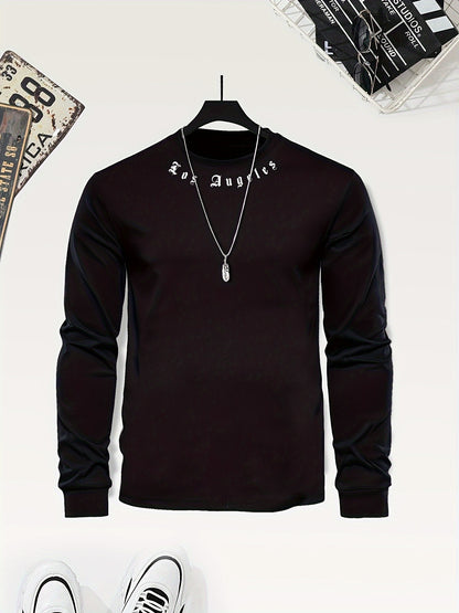 KUQIQIBOY Boys' Casual Long Sleeve T-Shirt with Letter Print - Stretchy Polyester Blend, Machine Washable, Round Neck - Perfect for Fall/Winter, KUQIQIBOY