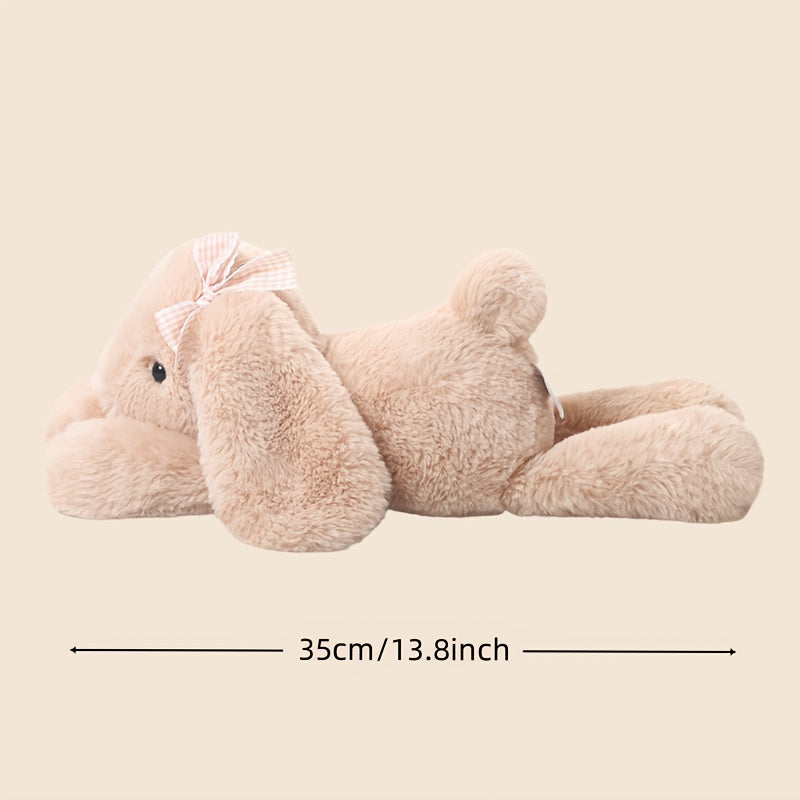 35Cm/13.8Inch Brown Rabbit Plush Toy, Cute Bunny Stuffed Animal with a Bow, Lively Adorable Rabbit Toy, Cozy Home Decor, Perfect Surprise Gifts for Kids, Friends, Boys, And Girls for Birthdays, Christmas, And Easter