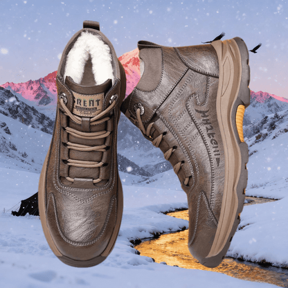 Men's Full-Grain Leather Plush-Lined Casual Winter Sneakers