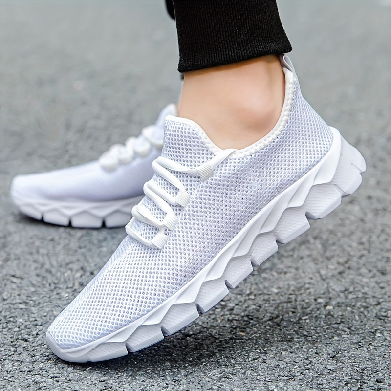 Men's Solid Slip On Sneakers, Breathable Lightweight Non Slip Casual Shoes For Outdoor Gym Workout Park Walking All Seasons Comfy