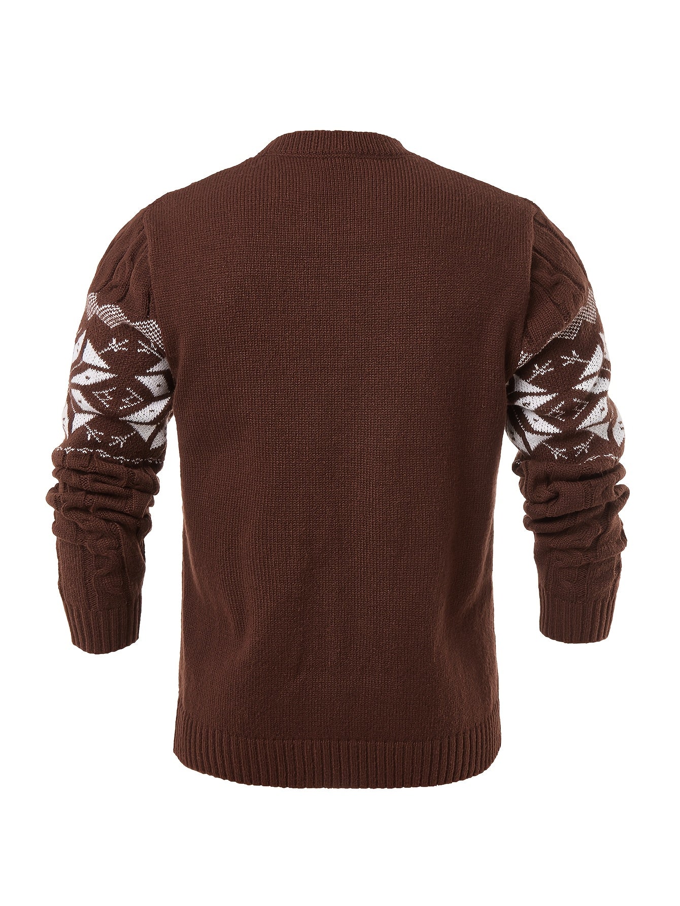 Men's Slim-Fit Cable Knit Sweater - Winter Warm Pullover with Geometric Corduroy Clasp (Adjustable Rope), Round Neck Long Sleeve Casual Sweating for Fall/Winter Layering - Hand Washable Knitwear for Smart-Casual Outfits (Not