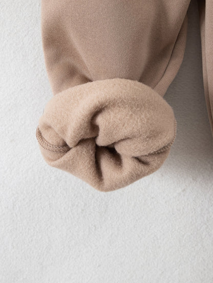 Boys' Cozy Fleece-Lined Hoodie & Sweatpants Set - Olive Green Casual Winter Outfit with Pockets, Thick Warmth for Fall & Winter, Regular Fit, Casual Attire, for Outdoor