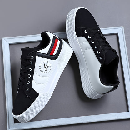Men's Low-Top Casual Sneakers with Multi-Color Patchwork Design
