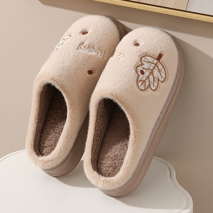 Men's Casual Cartoon Leaf Slip-On Slippers for Fall Winter