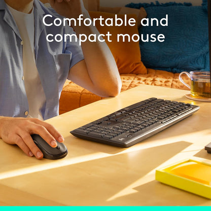 Logitech MK295 Wireless Mouse & Keyboard Combo with Silenttouch Technology, Full Numpad, Advanced Optical Tracking, Lag-Free Wireless, 90% Less Noise - Graphite