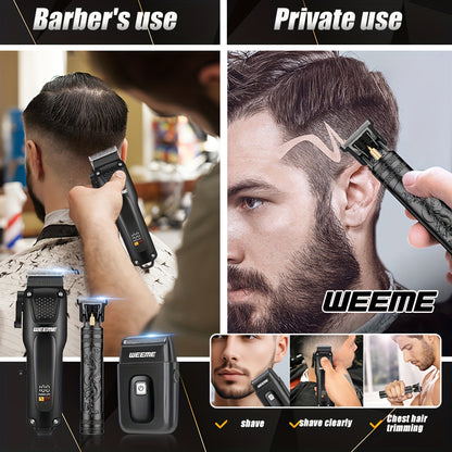WEEME 2pcs/3pcs Grooming Kit Electric Hair Clipper + Beard Trimmer + Shaver + Nose Hair Trimmer, USB Rechargeable with LCD Display | Perfect Gift for Dad, Husband, Boyfriend (Father's Day/Birthday)